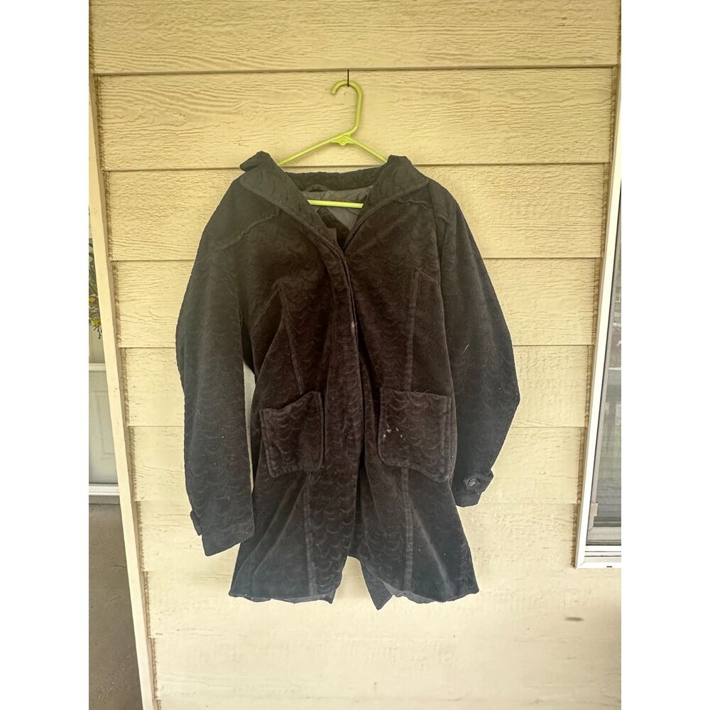 Vintage Y2K Dollhouse Outerwear Black Textured Fleece Long Trench Coat Women's M